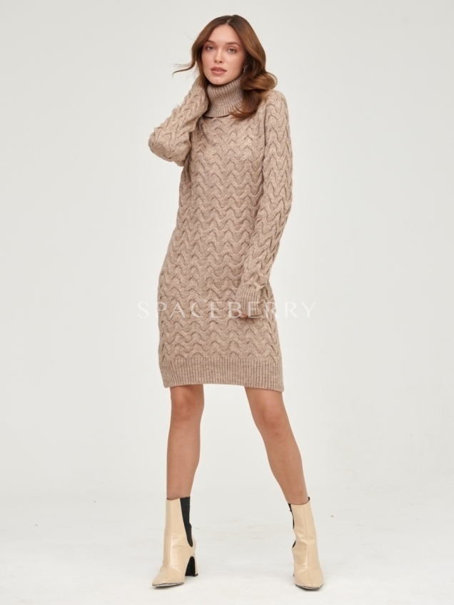 Женское теплое вечернее вязаное платье